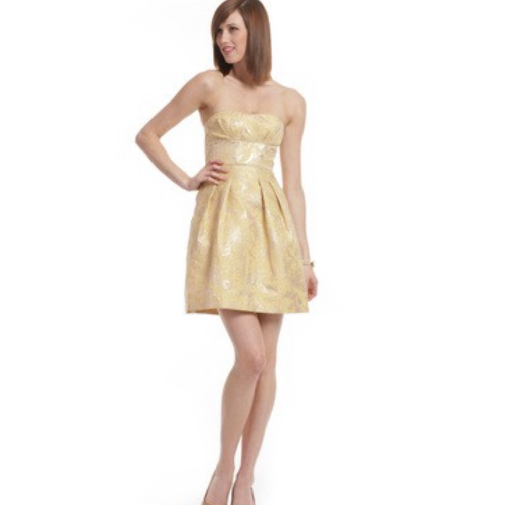 BCBG Max Azria Gold Strapless Dress